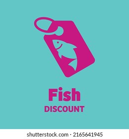 Fish with discount, logo design vector symbol icon illustration creative idea