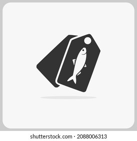 Fisch Discount-Tag Symbol Vektorgrafik, einzeln auf Hintergrund. Fischmarke