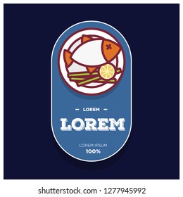 Fish Dish Badge Sticker Logo Design 
