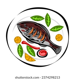 Fish Dish cartoon mascot Logo Design