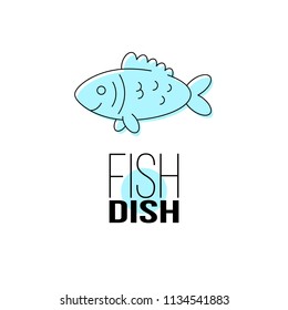 Fish Dish color icon for web, mobile app, logo, infographics, fish menu label, food shop, craft packaging and food restaurant decor element