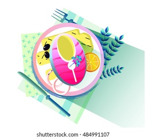 Fish dish ,flat Style , dinner