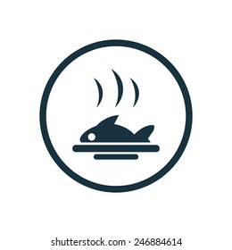 fish dish icon on white background 