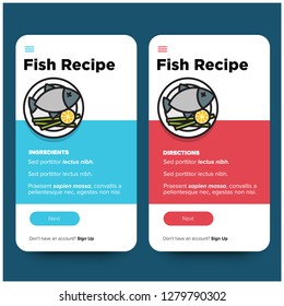 Fish Dish Recipe App Vector Illustration