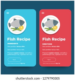 Fish Dish Recipe App Vector Illustration