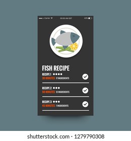 Fish Dish Recipe App Vector Illustration