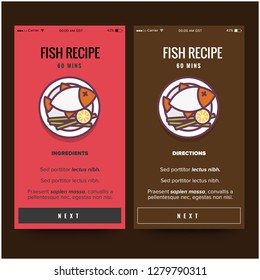 Fish Dish Recipe App Vector Illustration