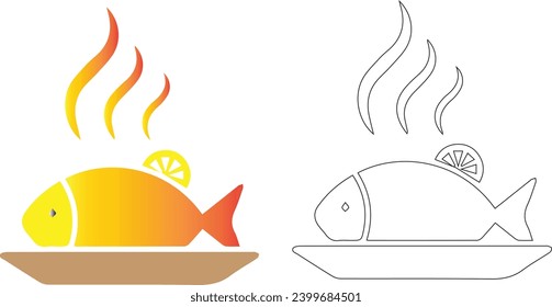 fish, dishes, food icon. Simple glyph vector of food set .