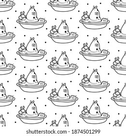 platos de pescado diseños de patrones sin fisuras y fondo