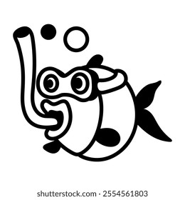 Fish diver icon in hand drawn style 

