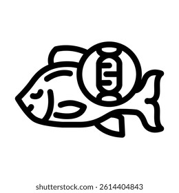 fish with dna genetic engineering line icon vector. fish with dna genetic engineering sign. isolated contour symbol black illustration