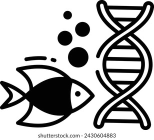 Fish dna glyph and line vector illustration