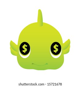 fish with dollars in the eyes, vector illustration