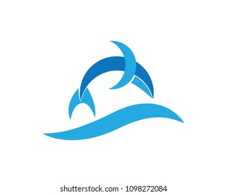 Fish dolphin jump logo and symbols