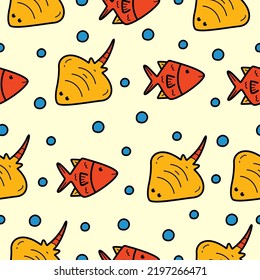 Fish doodle cartoon illustration pattern design