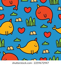 Fish doodle cartoon illustration pattern design