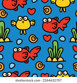 Diseño de ilustraciones de dibujos animados de peces