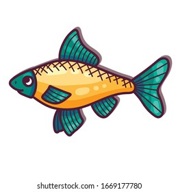 Fish doodle cartoon vector icon