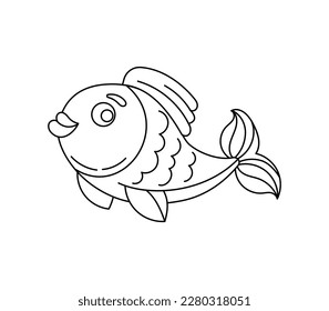 Fish doodle Coloring book with vector for kids