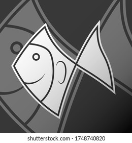 Fish Doodle Drawing Comic Cartoon Mascot Logo Icon. Esport, Team, Game, Asset, Sticker, Print.