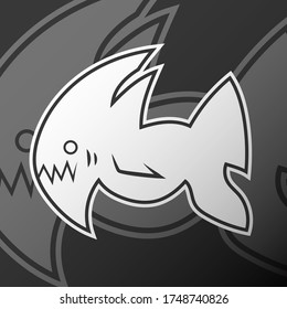 Fish Doodle Drawing Comic Cartoon Mascot Logo Icon. Esport, Team, Game, Asset, Sticker, Print.