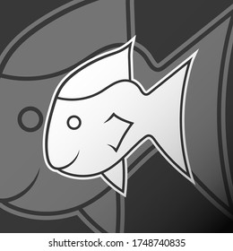 Fish Doodle Drawing Comic Cartoon Mascot Logo Icon. Esport, Team, Game, Asset, Sticker, Print.
