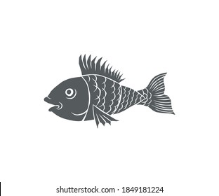 fish doodle elements with cartoon style vector isolated. smiling fish