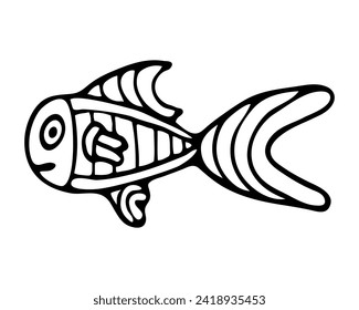 Doodle de pescado. Ilustración gráfica dibujada a mano.