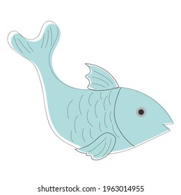 fish doodle icon isolated on white background. illustration