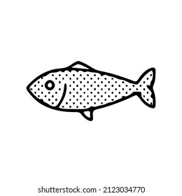 Fish doodle icon isolated on white background