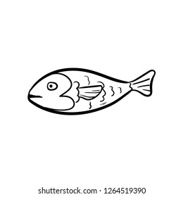 fish doodle icon vector drawing