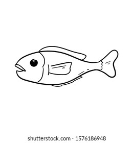 fish doodle icon vector hand drawing 