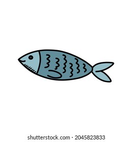 fish doodle icon, vector illustration