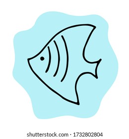 Fish doodle line hand drawn vector illustration