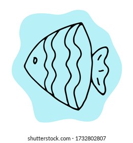 Fish doodle line hand drawn vector illustration