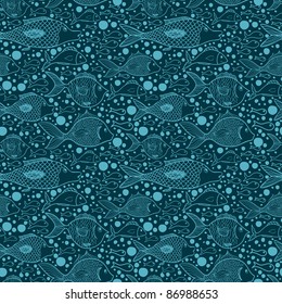 Fish doodle seamless