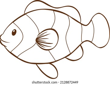 Fish in doodle simple style on white background illustration