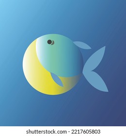 Fish in doodle simple style on white background