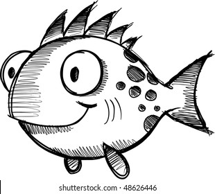 Ilustración de vectores de esbozo de peces