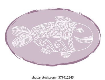 Fish. Doodle style illustration.