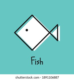 Fish doodle symbol vector. Fish logo design.