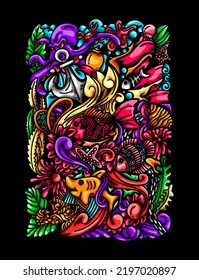 Fish Doodle vector design Illustration