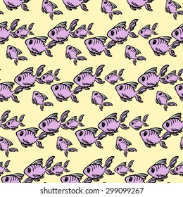 fish doodles seamless hand drawn  seamless pattern