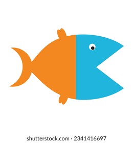 Fish double colored, vector illustration, card