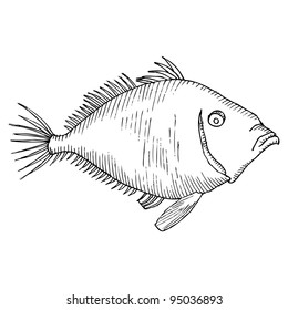 fish drawing- black and white