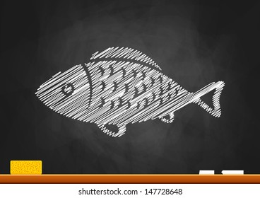 Fish drawing on blackboard