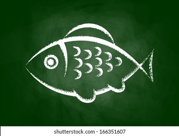 Fish drawing on blackboard