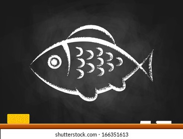 Fish drawing on blackboard