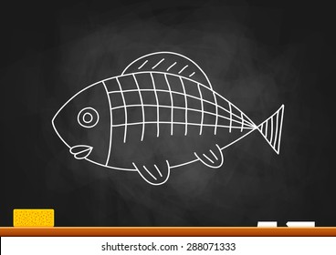 Fish drawing on blackboard