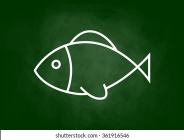 Fish drawing on blackboard